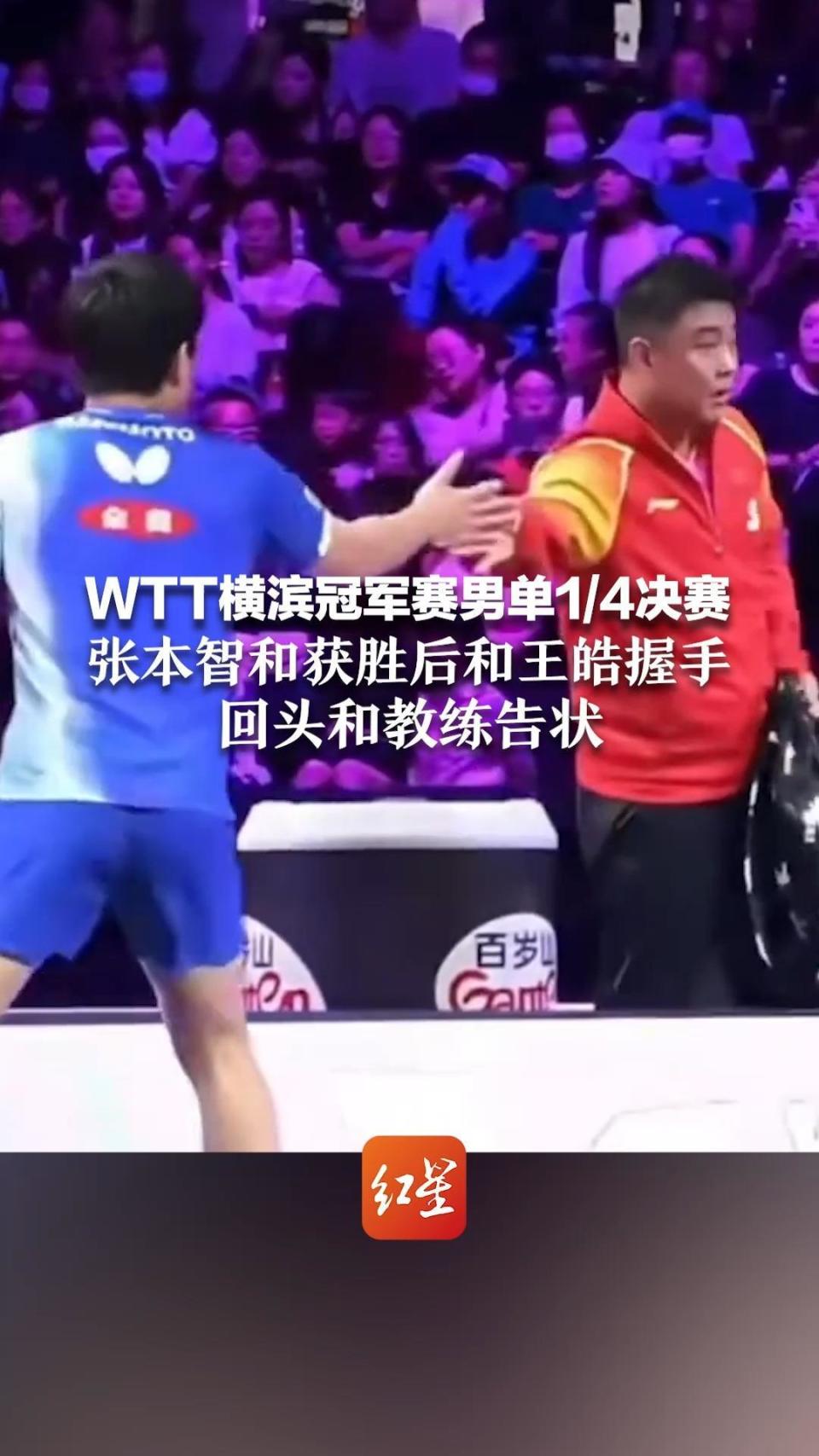 kUIiv, 张本智和向, 成庆祝动作 kUIiv, 张本智和向, 成庆祝动作